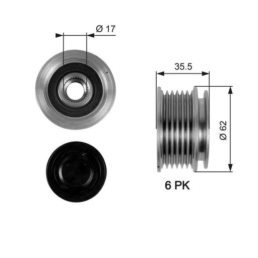 Gates Alternator Overrunning Freewheel Clutch OAP7044