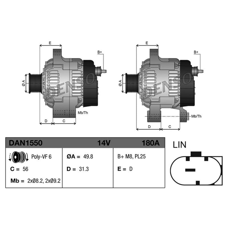Denso Car Alternator 12V DAN1550