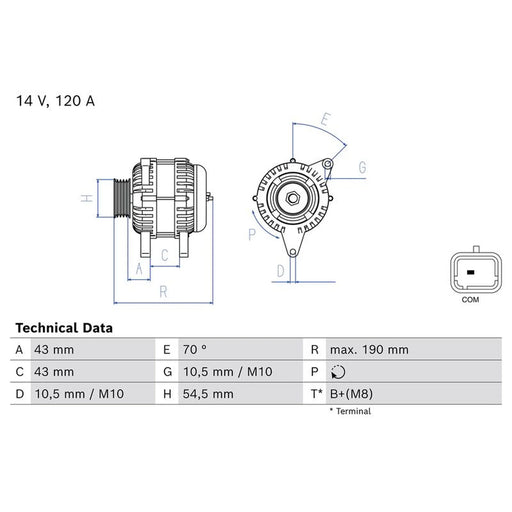 Bosch Car Alternator 12V 0 986 085 240