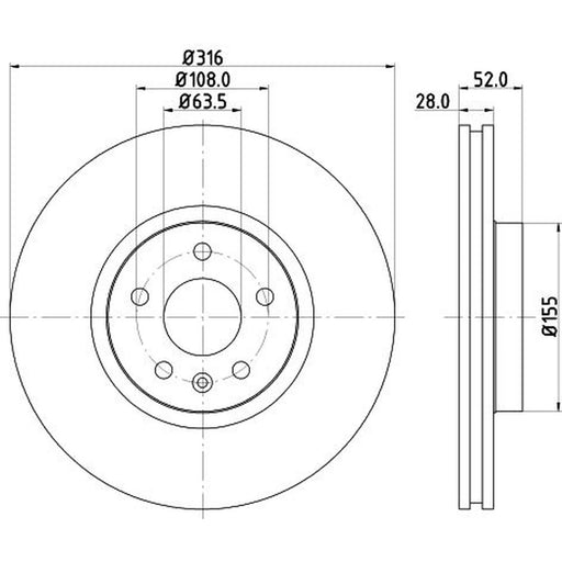 DON 2 x Externally Vented Front Brake Discs PCD12021-x2