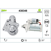 Valeo Starter Motor 12V 1.8kW 13 Teeth 438348