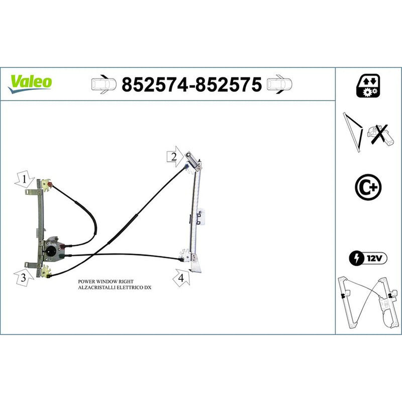 Valeo Electric Window Regulator Lifter Left Front 852574