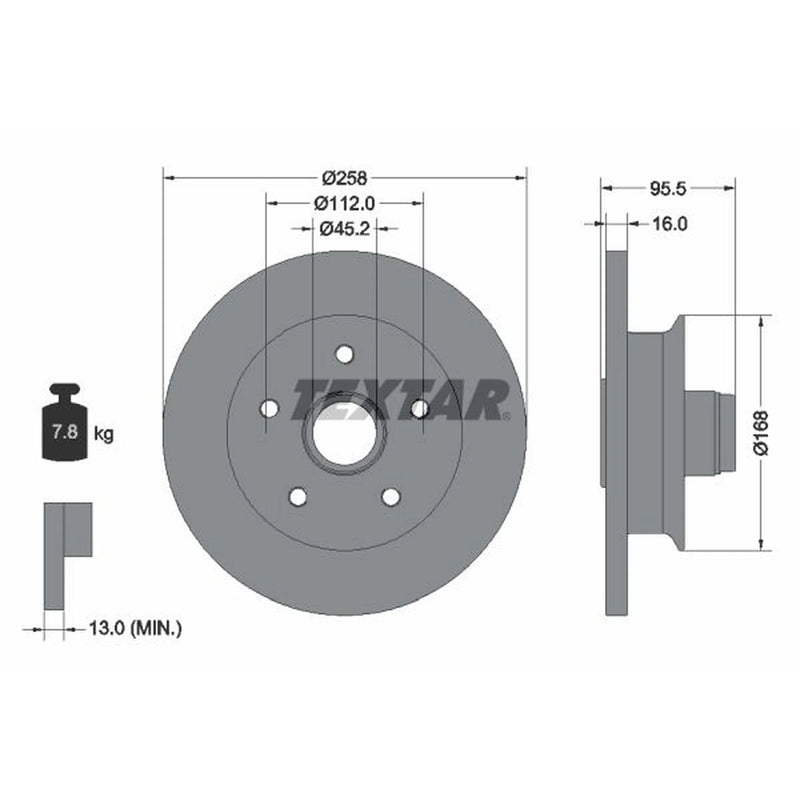 Textar 2 x Solid Front Brake Discs 92053000-x2