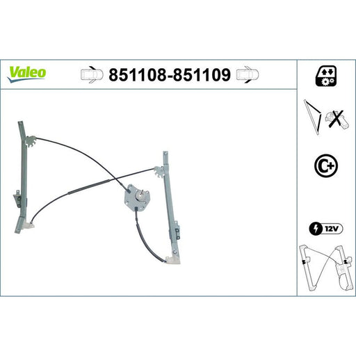 Valeo Electric Window Regulator Lifter Right Front 851109