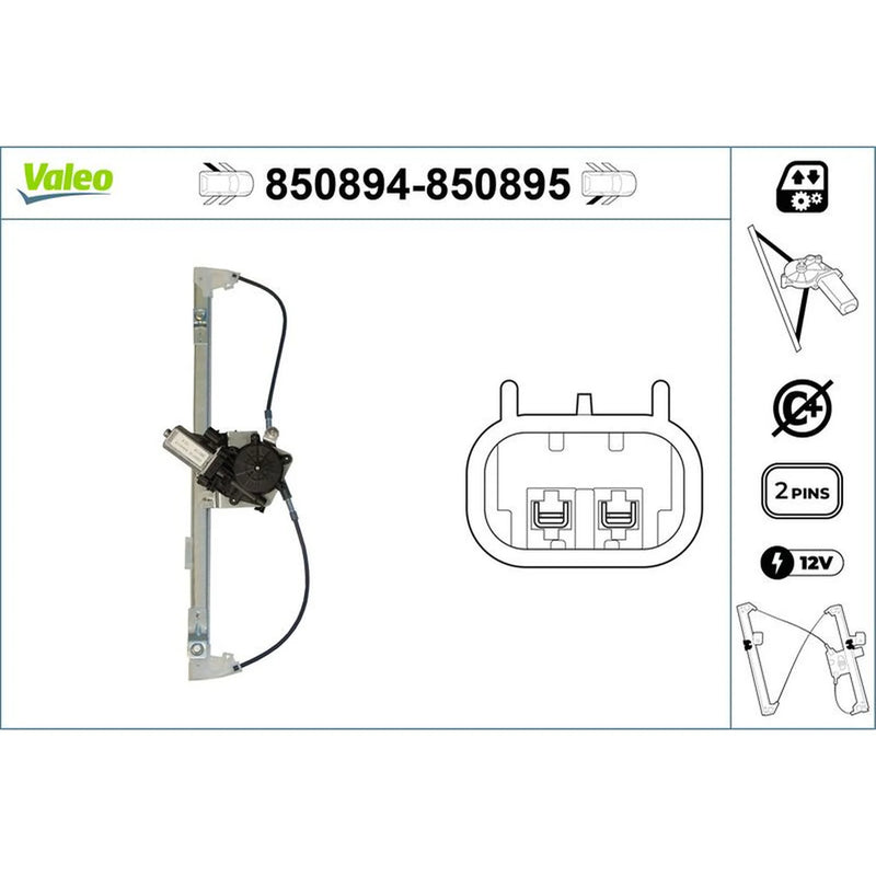 Valeo Electric Window Regulator Lifter Right Rear 850895