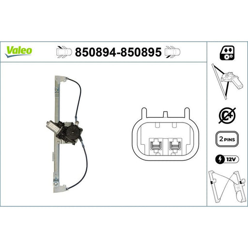 Valeo Electric Window Regulator Lifter Left Rear 850894