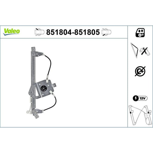 Valeo Electric Window Regulator Lifter Right Rear 851805
