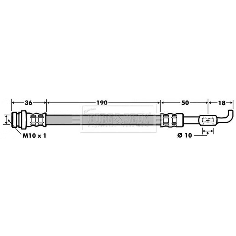 Borg & Beck Brake Hydraulic Hose Line Rear Right BBH7481