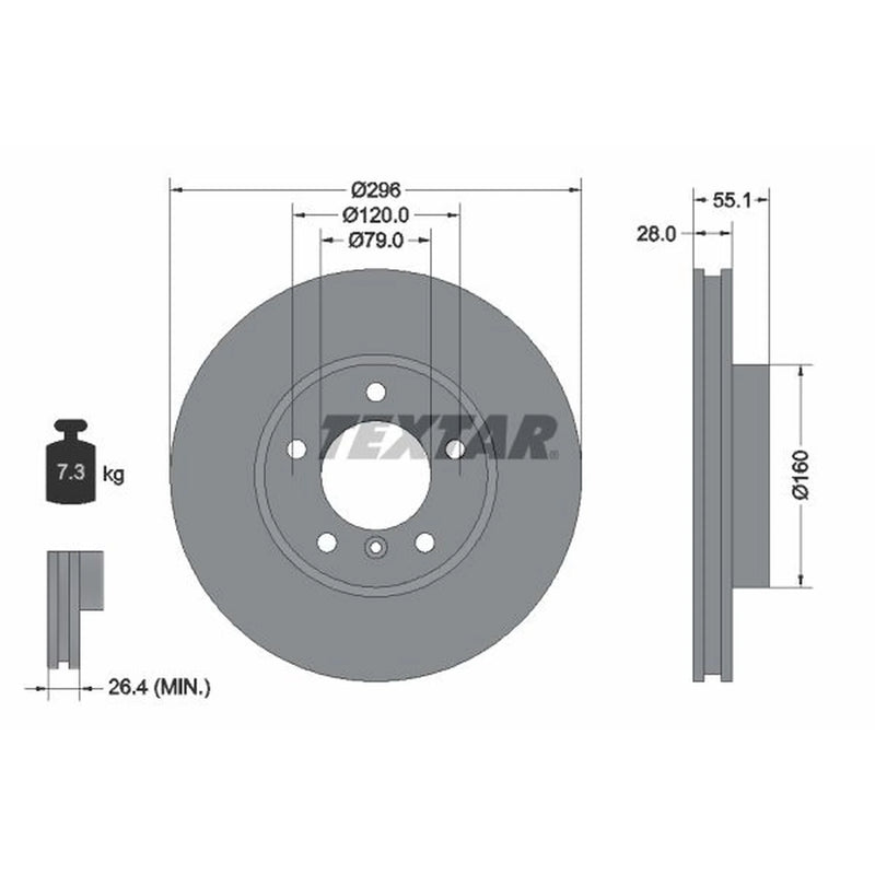 Textar 2 x Internally Vented Front Brake Discs 92067400-x2