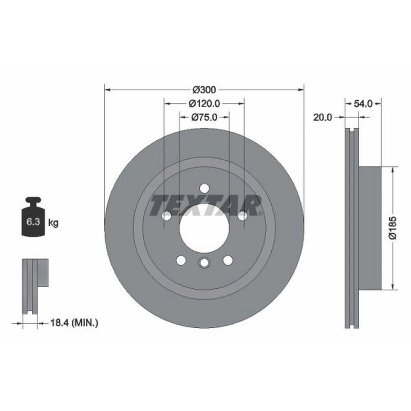 Textar 2 x Vented Rear Brake Discs 92196605