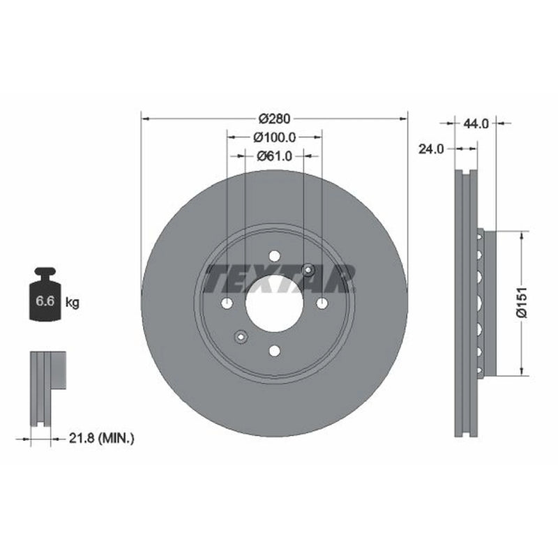 Textar 2 x Front Brake Discs 92254603-x2