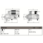 Denso Starter Motor 12V 1.1kW 9 Teeth fits Seat Arosa 1997-2004 1.0 1.4