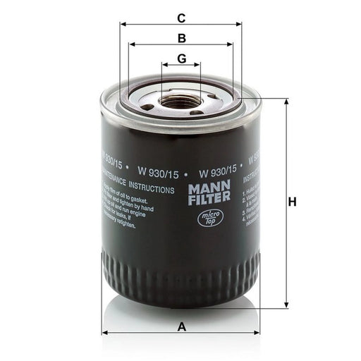 MANN-FILTER Engine Oil Filter W 930/15