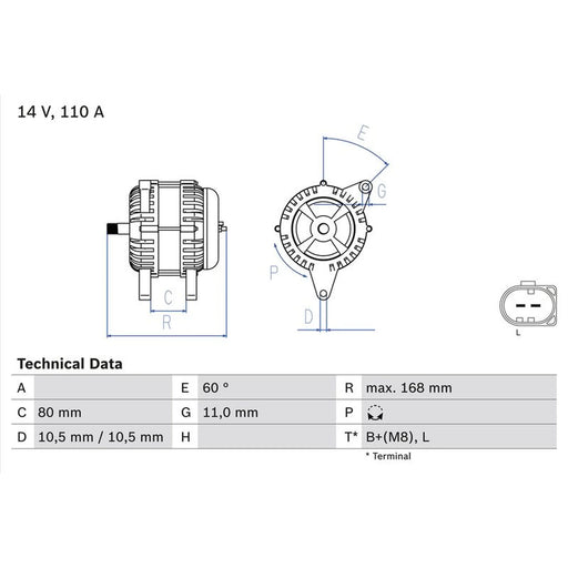 Bosch Car Alternator 12V 0 986 080 060