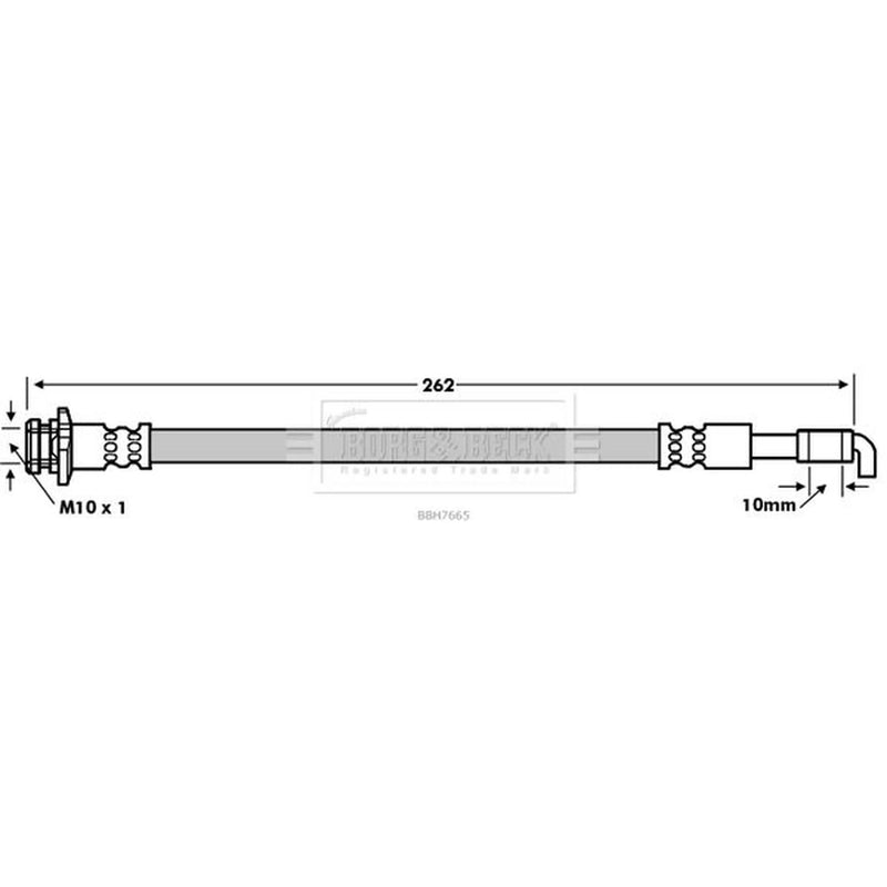 Borg & Beck Brake Hydraulic Hose Line outer BBH7665