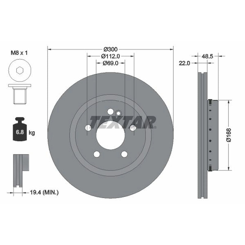 Textar 2 x Two-Piece Rear Brake Disc Brake Discs 92358025-x2