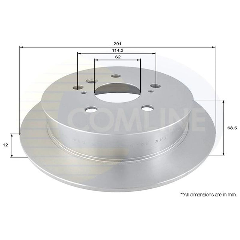 Comline 2 x Solid Rear Brake Discs ADC01102-x2