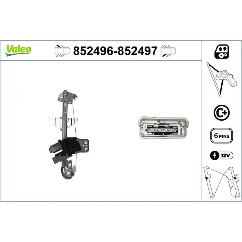 Valeo Electric Window Regulator Lifter Left Rear 852496