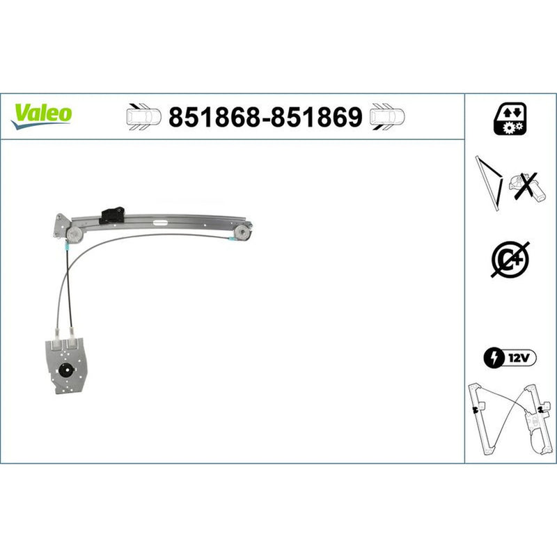 Valeo Electric Window Regulator Lifter Right Rear 851869