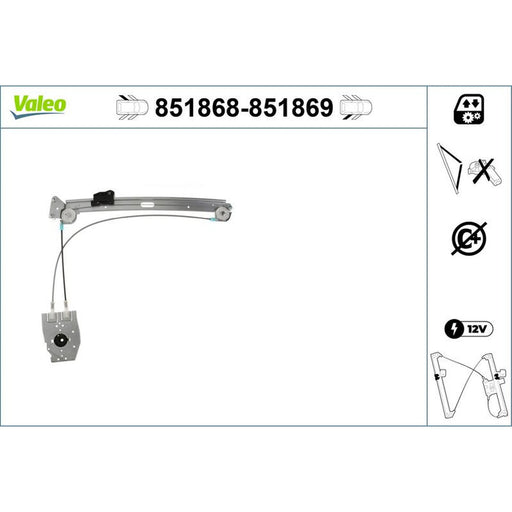 Valeo Electric Window Regulator Lifter Right Rear 851869