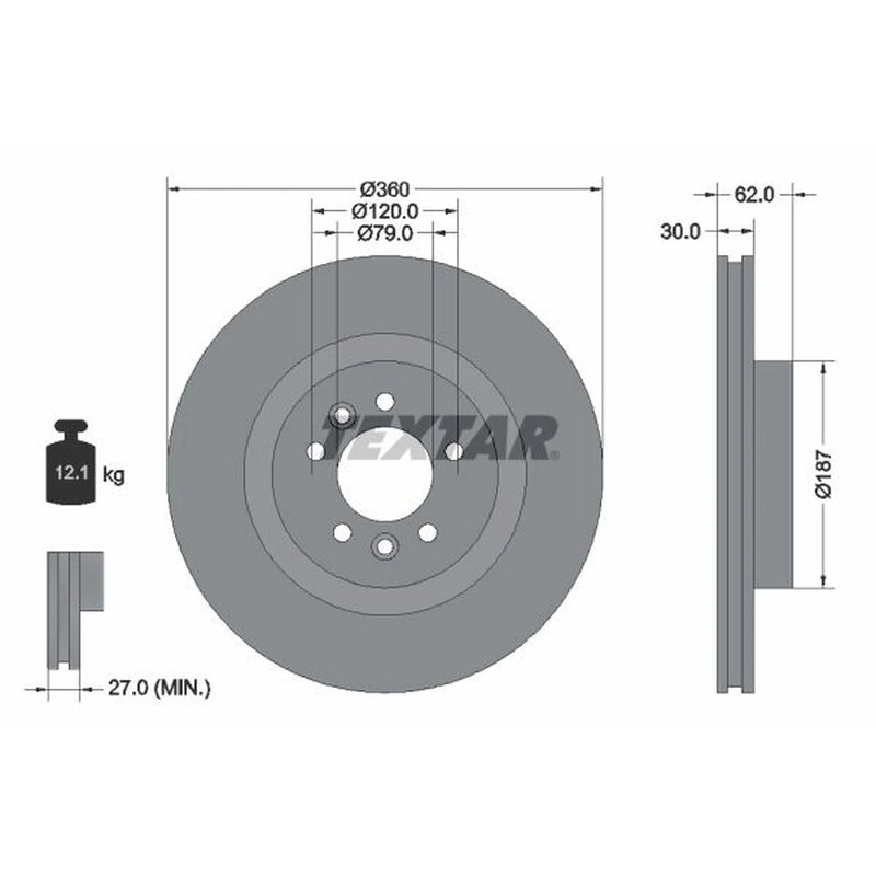 Textar 2 x Vented Front Brake Discs 92283205-x2