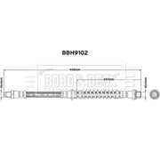 Borg & Beck Brake Hydraulic Hose Line Front Right BBH9102