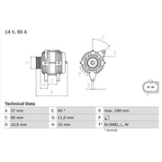 Bosch Car Alternator 12V 0 986 081 360