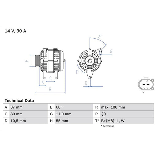 Bosch Car Alternator 12V 0 986 081 360