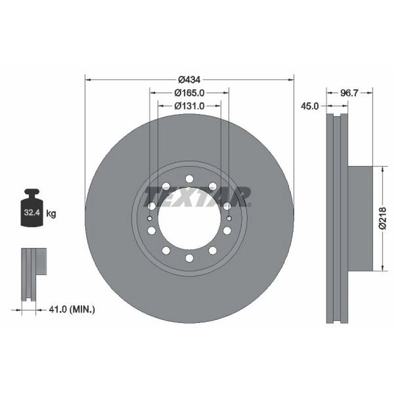 Textar 2 x Externally Vented Front Brake Discs 93105000-x2