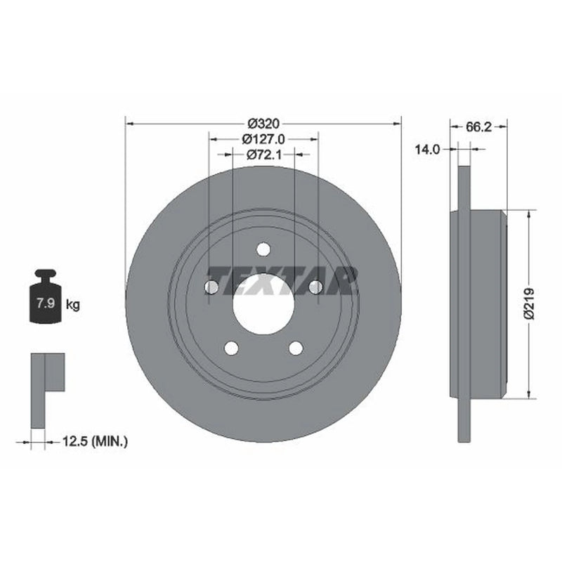 Textar 2 x Solid Rear Brake Discs 92177403-x2
