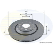 Comline 2 x Vented Rear Brake Discs ADC1493V-x2