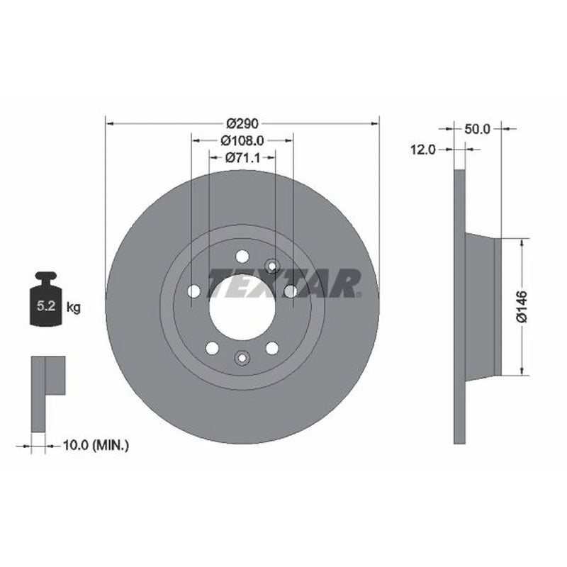 Textar 2 x Solid Rear Brake Discs 92195803-x2