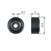 Gates V-Ribbed Belt Deflection/Guide Pulley Upper Right T38028