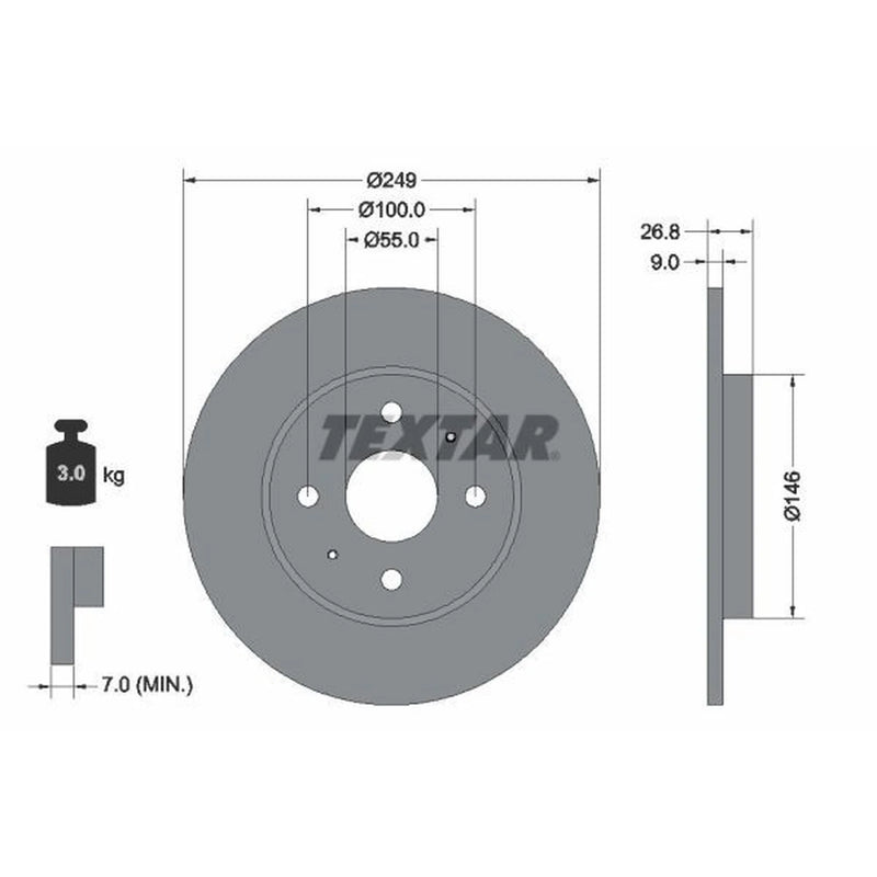 Textar 2 x Solid Rear Brake Discs 92352203-x2