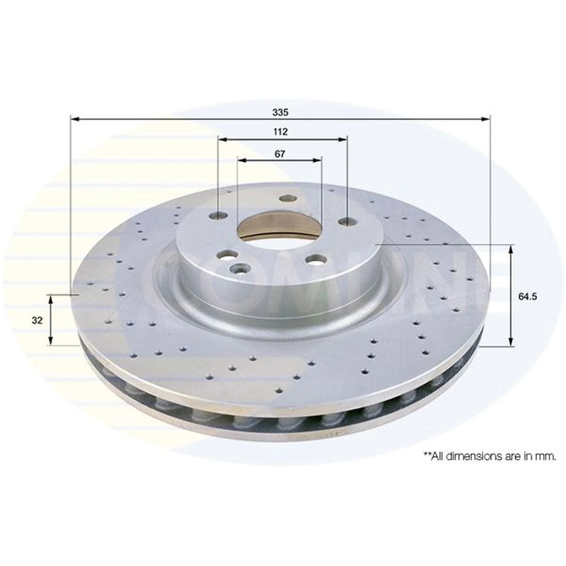Comline 2 x Perforated/Vented Front Brake Discs ADC1659V