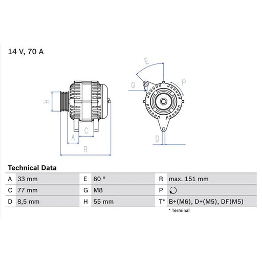 Bosch Car Alternator 12V 0 986 039 510