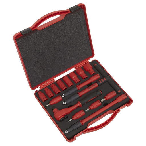 Sealey Insulated Socket Set 16pc 3/8"Sq Drive 6pt WallDrive VDE Approved AK7940 Sealey  - Town Parts
