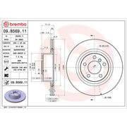 Brembo 2 x Vented Rear Brake Discs 09.B569.11-x2