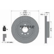 Textar 2 x Externally Vented Rear Brake Discs 92196403-x2