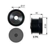 Gates Alternator Overrunning Freewheel Clutch OAP7158