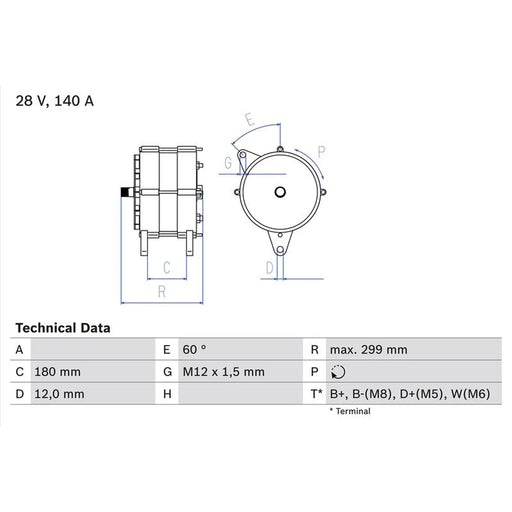 Bosch Car Alternator 12V 0 986 044 060