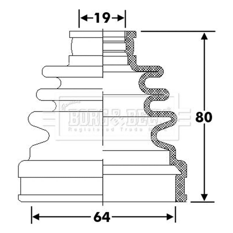 Borg & Beck Drive Shaft Bellow Kit transmission sided BCB6272