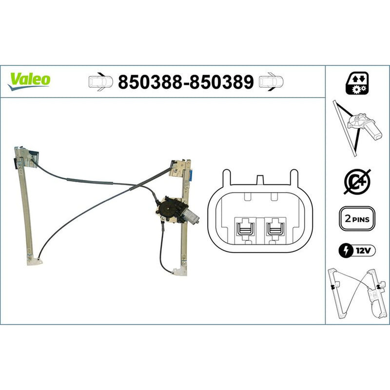 Valeo Electric Window Regulator Lifter Right Front 850389