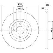 Mintex 2 x Vented Front Brake Discs MDC2932C