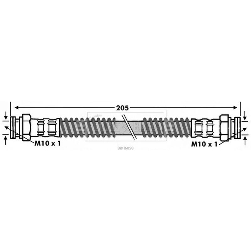Borg & Beck Brake Hydraulic Hose Line Rear Right BBH6058