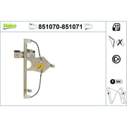 Valeo Electric Window Regulator Lifter Right Rear 851071