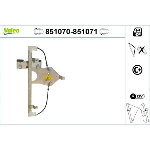 Valeo Electric Window Regulator Lifter Right Rear 851071