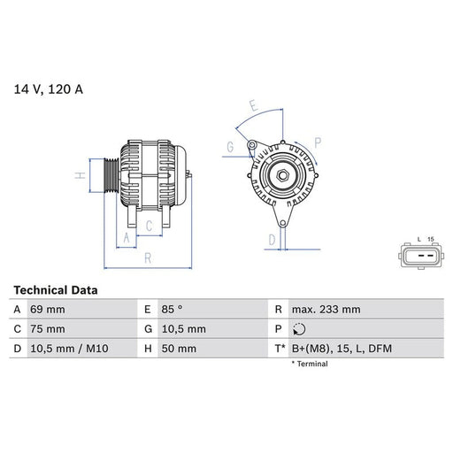 Bosch Car Alternator 12V 0 986 041 810