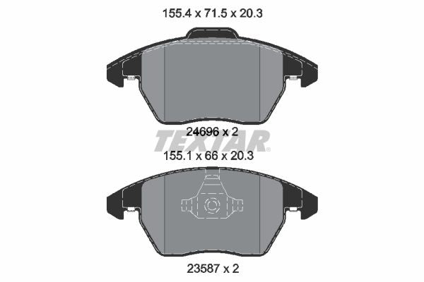 Textar Brake Pad Set Front 155.1mm x 20.3mm 2469601