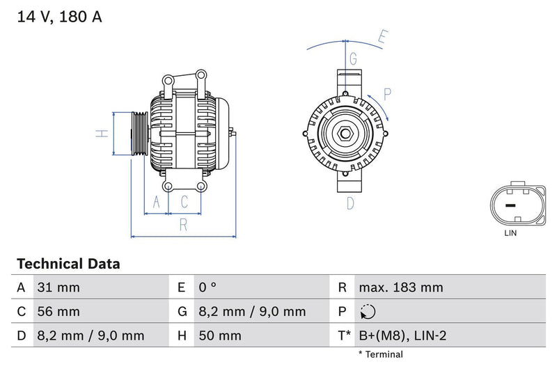 Bosch Car Alternator 12V 0986083660